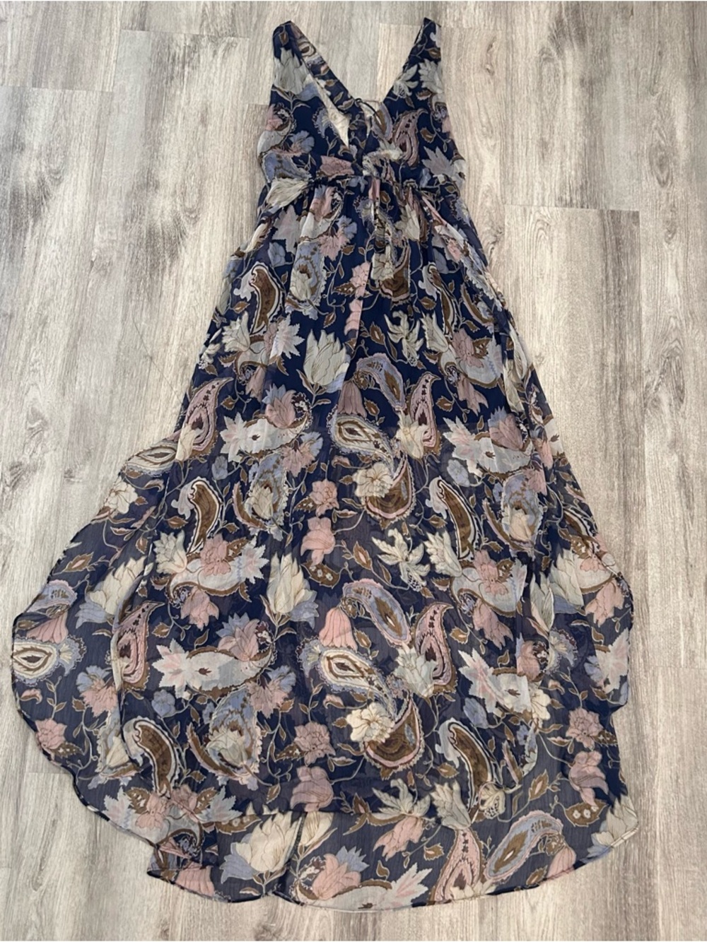 Hommage Los Angeles Paisley Maxi Dress Women L Blue Dainty Ethereal Wedding Boho